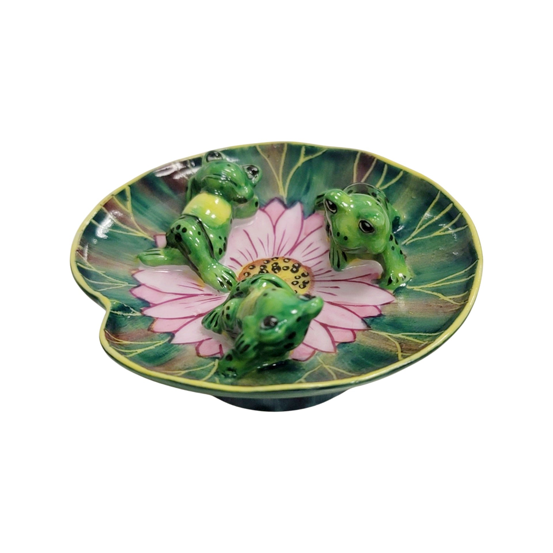 Whimsical Frogs on Lilypad Porcelain Limoges frog LIMOGES BOXES turtle French Trinket Box