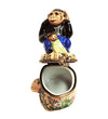 Whimsical Monkey in Blue Jeans Porcelain Limoges wild animals French Trinket Box