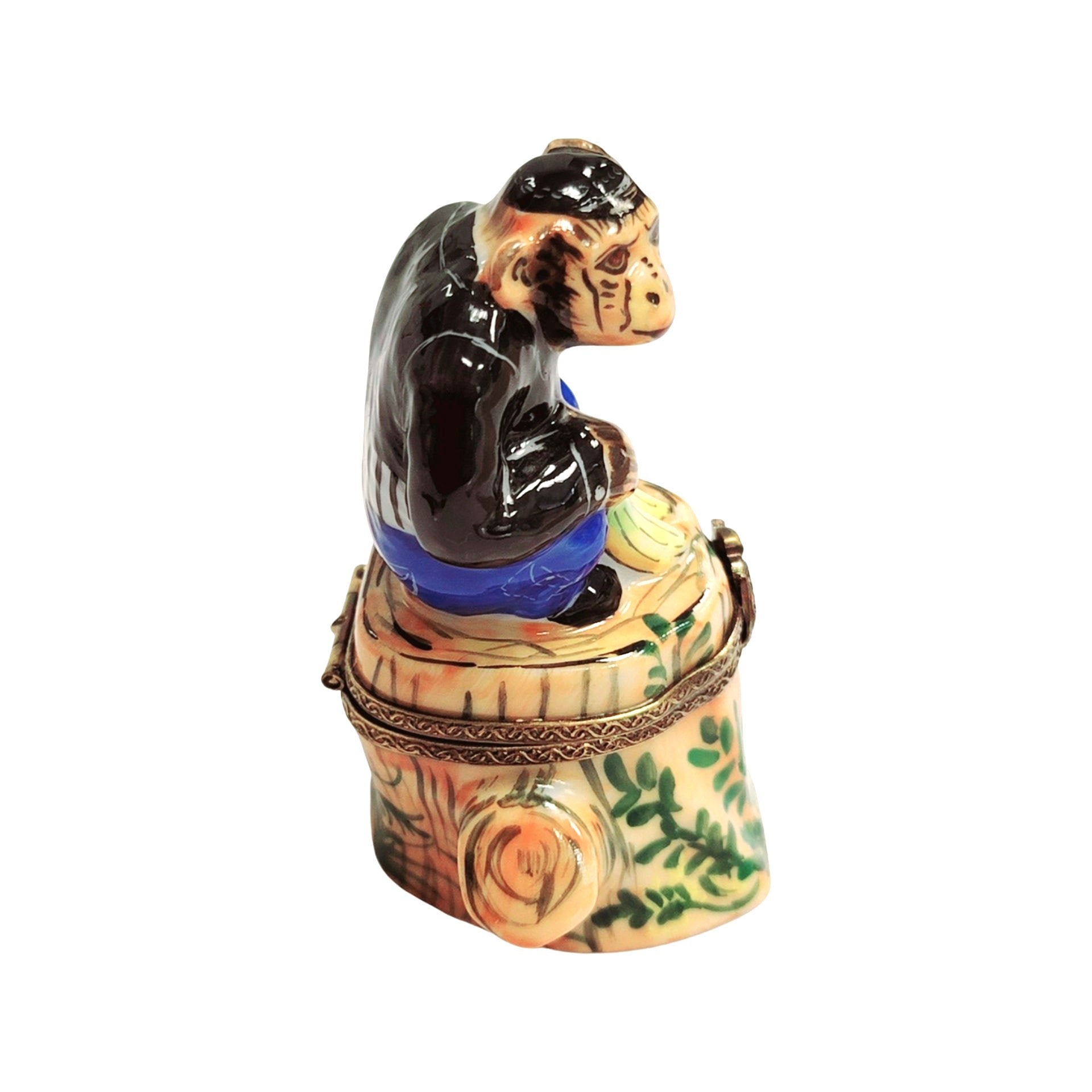 Whimsical Monkey in Blue Jeans Porcelain Limoges wild animals French Trinket Box