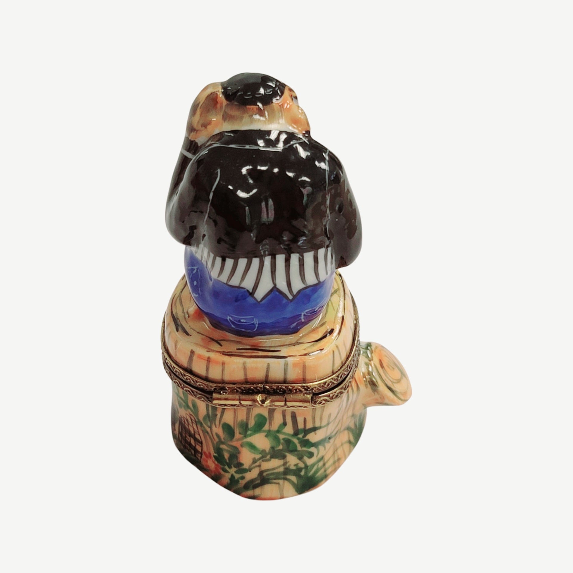 Whimsical Monkey in Blue Jeans Porcelain Limoges wild animals French Trinket Box