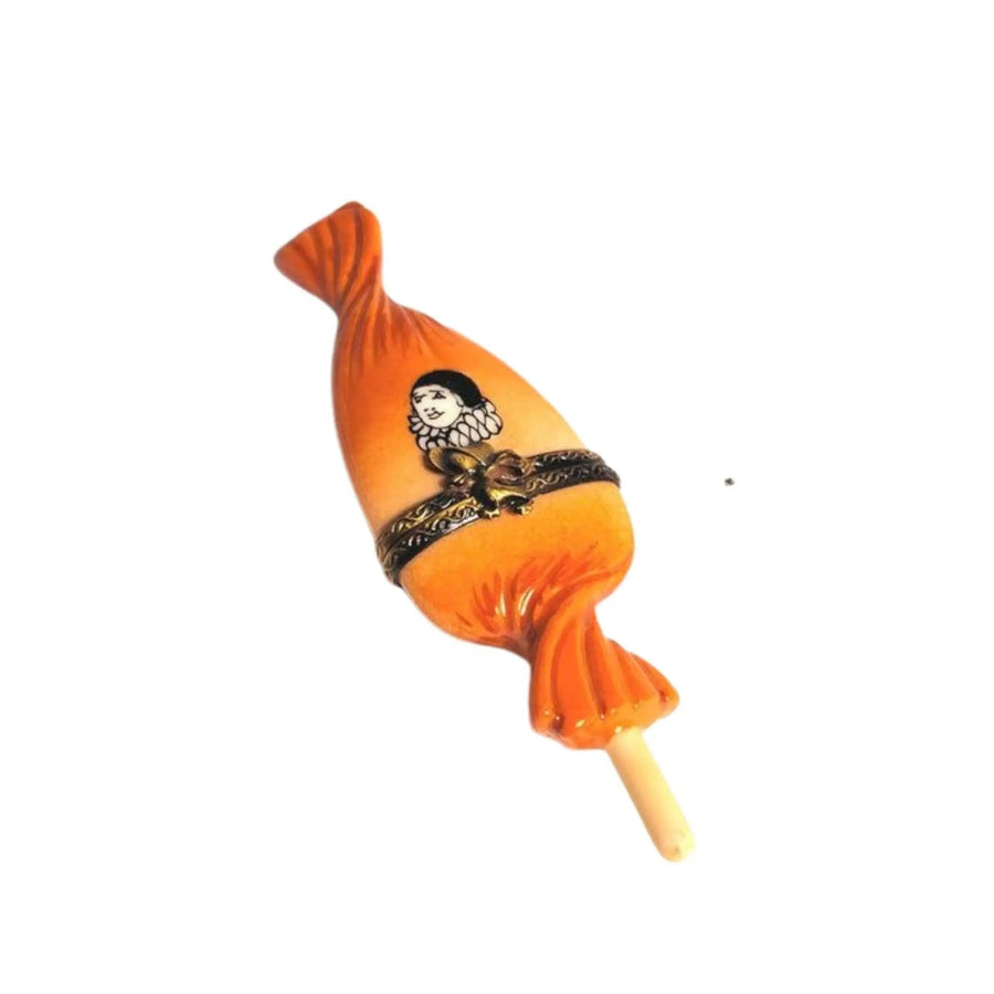 Whimsical Orange Clown Candy Box Porcelain Limoges Carnival Kids Dessert French Trinket Box