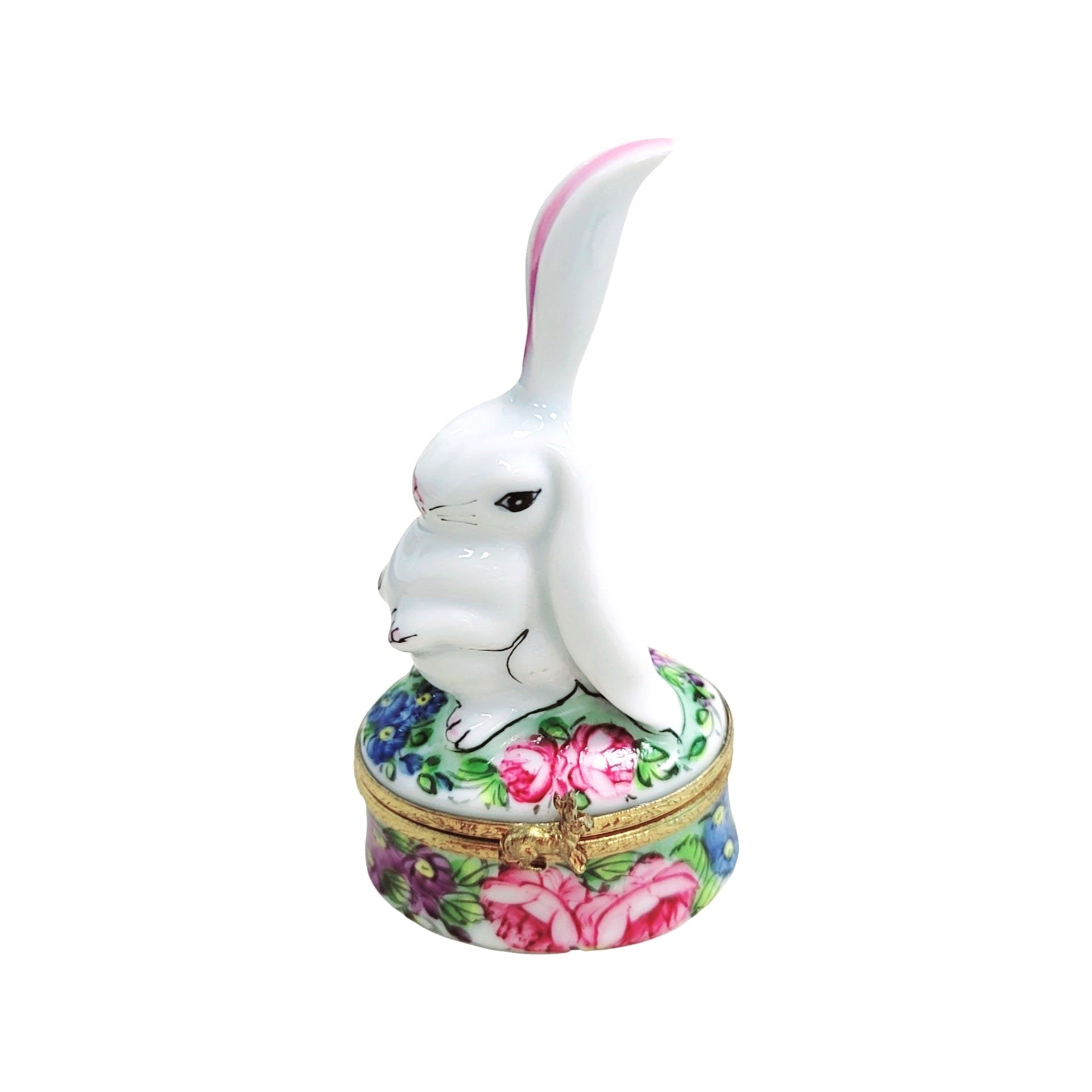 Whimsical White Rabbit Treasure Box Porcelain Limoges easter rabbit French Trinket Box