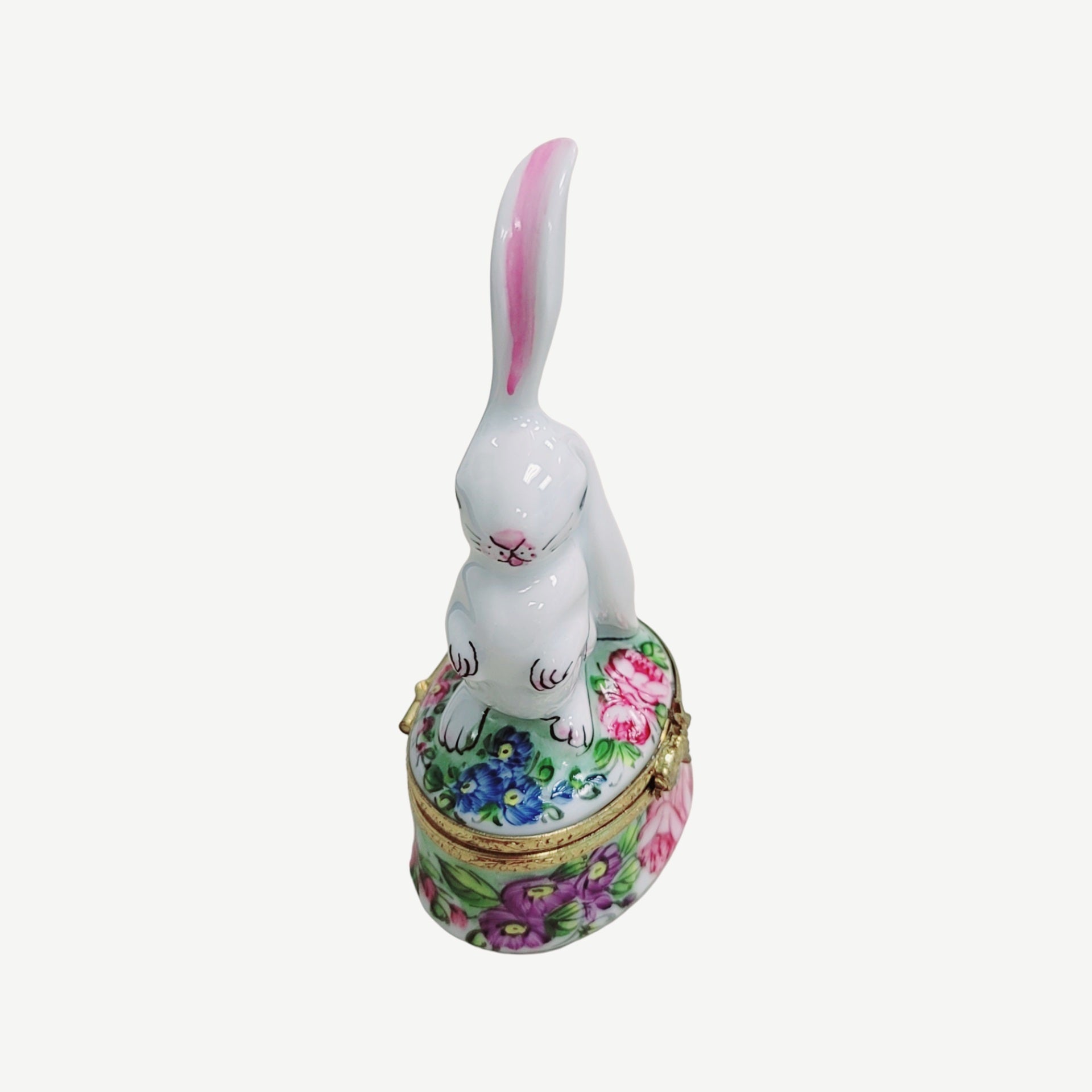 Whimsical White Rabbit Treasure Box Porcelain Limoges easter rabbit French Trinket Box