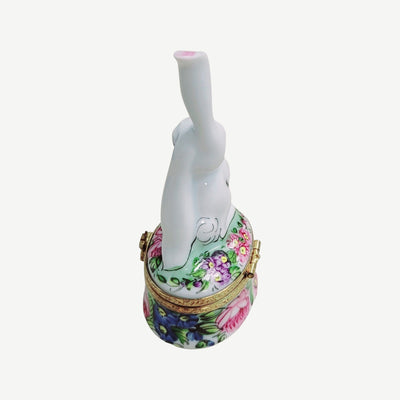 Whimsical White Rabbit Treasure Box Porcelain Limoges easter rabbit French Trinket Box