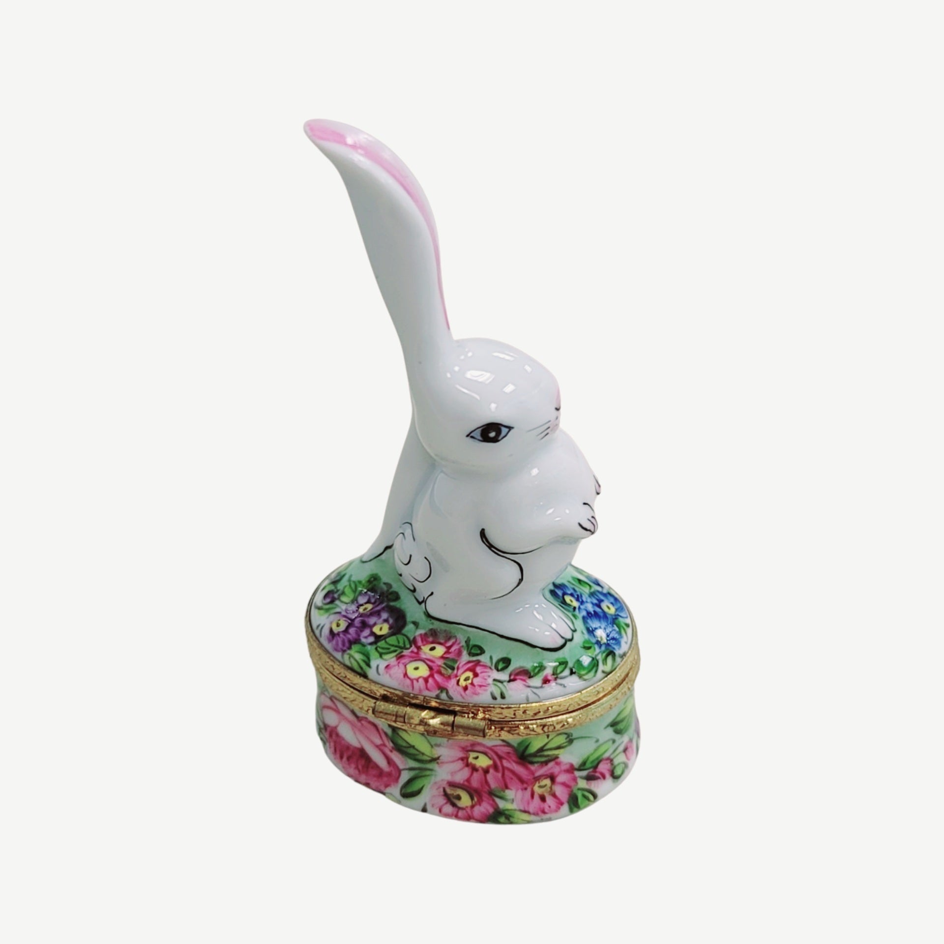 Whimsical White Rabbit Treasure Box Porcelain Limoges easter rabbit French Trinket Box