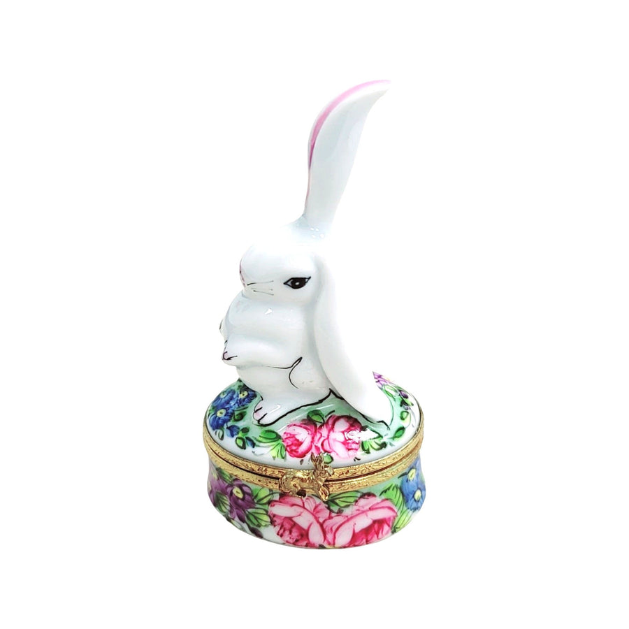 Whimsical White Rabbit Treasure Box Porcelain Limoges easter rabbit French Trinket Box