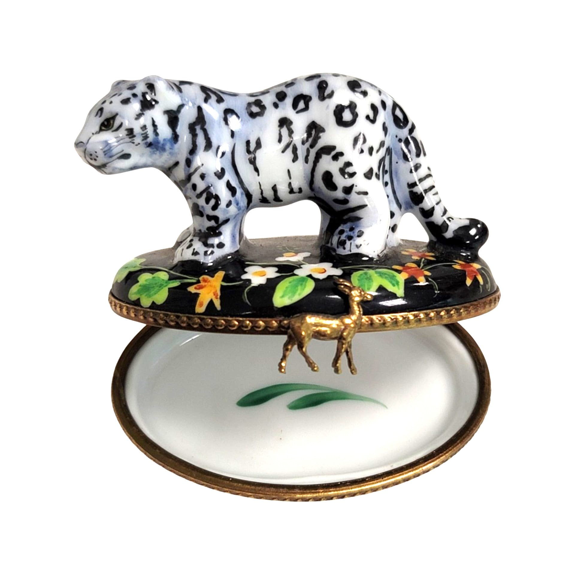 White Bengal Tiger Limoges Box Porcelain Limoges French Trinket Box