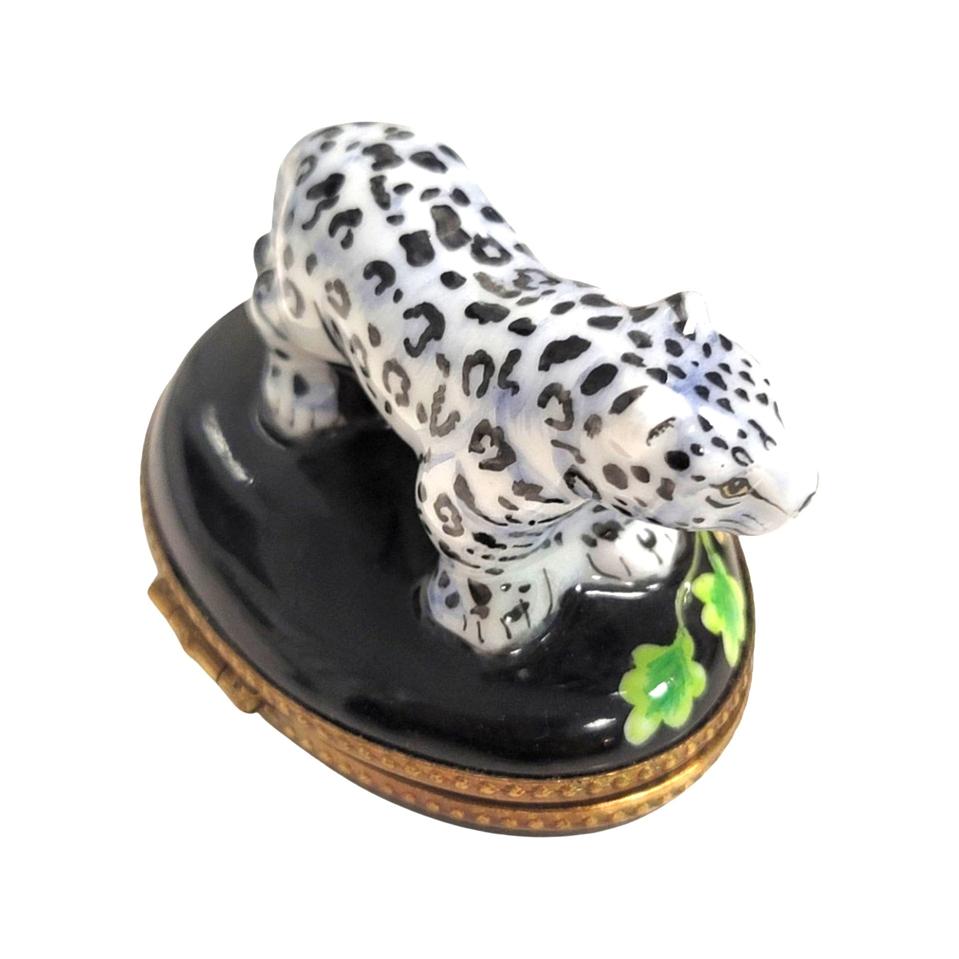 White Bengal Tiger Limoges Box Porcelain Limoges French Trinket Box