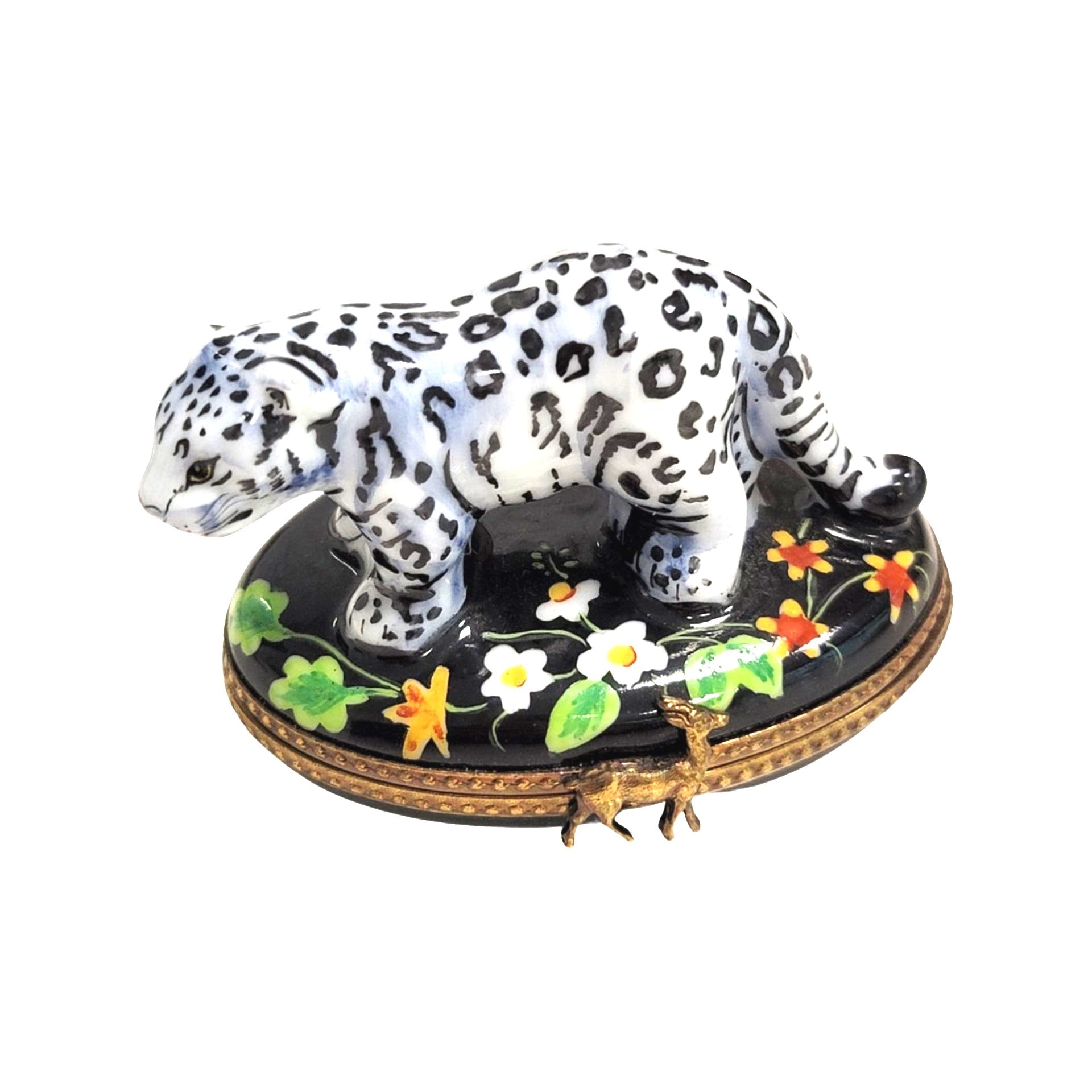 White Bengal Tiger Limoges Box Porcelain Limoges French Trinket Box