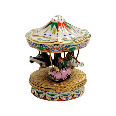 White Bumper Car Carousel Porcelain Limoges Carnival French Trinket Box
