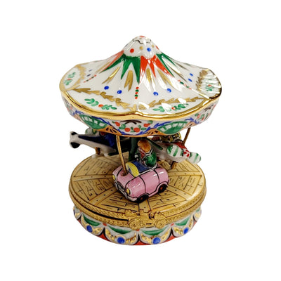 White Bumper Car Carousel Porcelain Limoges Carnival French Trinket Box