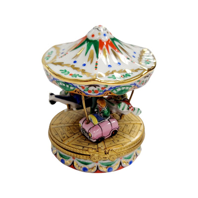 White Bumper Car Carousel Porcelain Limoges Carnival French Trinket Box