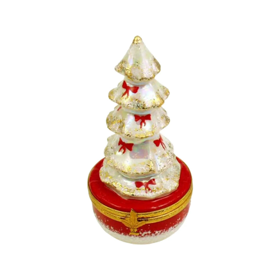 White Christmas Tree Porcelain Limoges christmas tree French Trinket Box