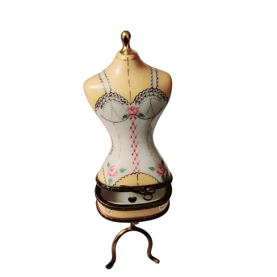 White Lingerie Mannequin Figurine Porcelain Limoges Fashion jewelry women shoes limoges box French Trinket Box