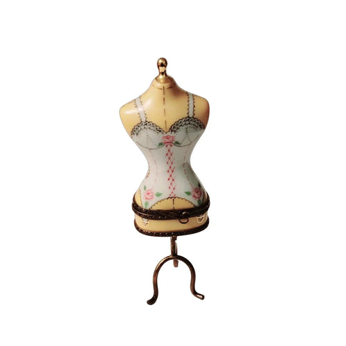White Lingerie Mannequin Figurine Porcelain Limoges Fashion jewelry women shoes limoges box French Trinket Box