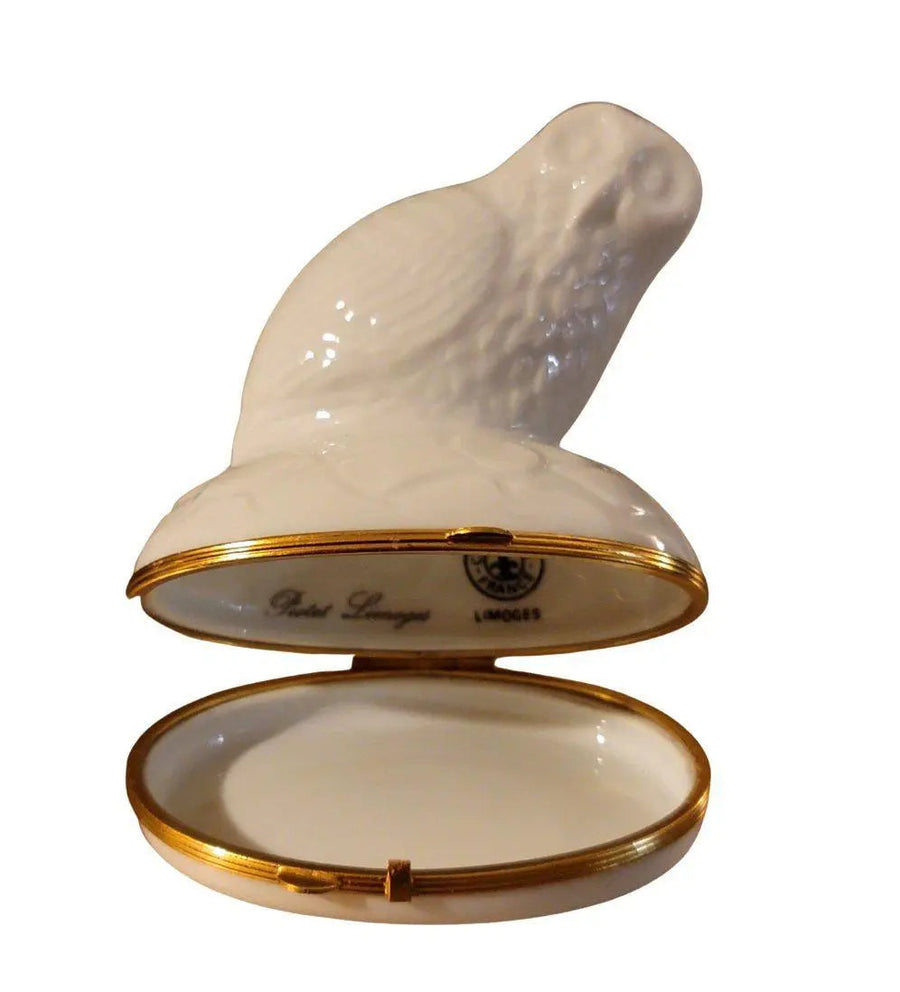 White Owl Limoges Porcelain Figurine Porcelain Limoges Owl bird birds LIMOGES BOXES French Trinket Box