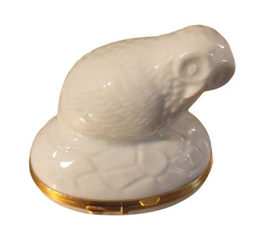White Owl Limoges Porcelain Figurine Porcelain Limoges Owl bird birds LIMOGES BOXES French Trinket Box