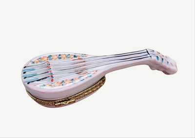 White Porcelain Mandolin Box Porcelain Limoges music limoges travel world French Trinket Box