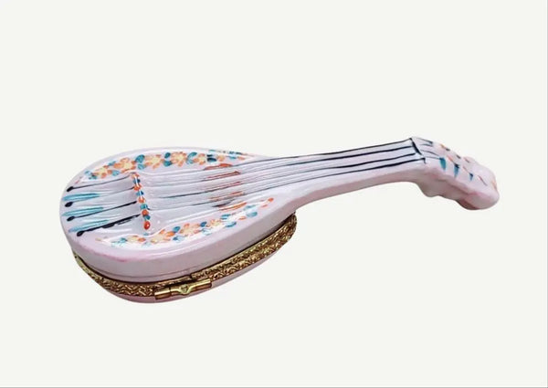 White Porcelain Mandolin Box for Collectors - Limoges Box
