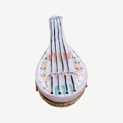 White Porcelain Mandolin Box Porcelain Limoges music limoges travel world French Trinket Box