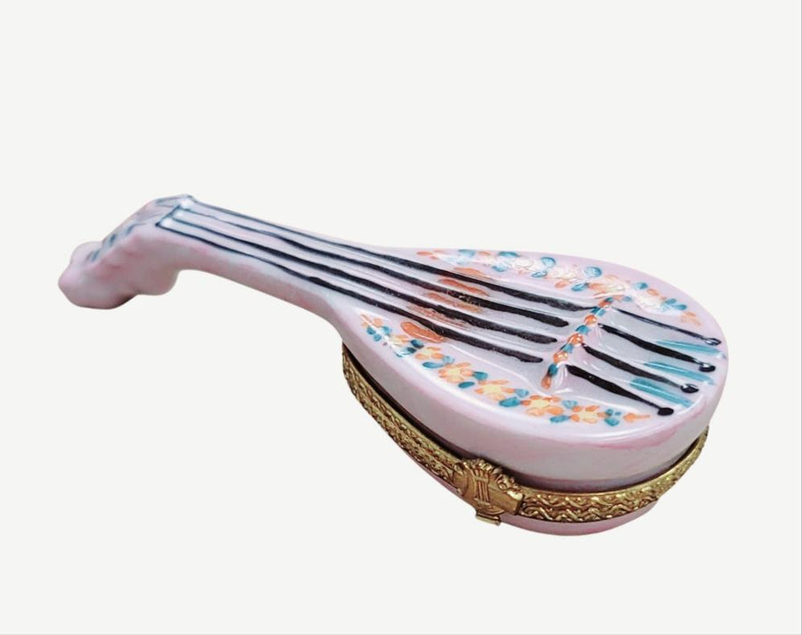 White Porcelain Mandolin Box Porcelain Limoges music limoges travel world French Trinket Box