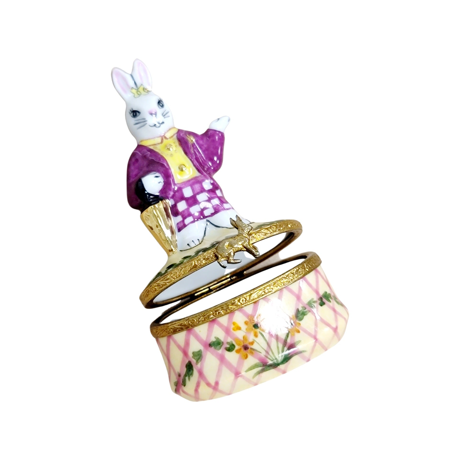Elegant White Rabbit Figurine Porcelain Limoges rabbit easter French Trinket Box