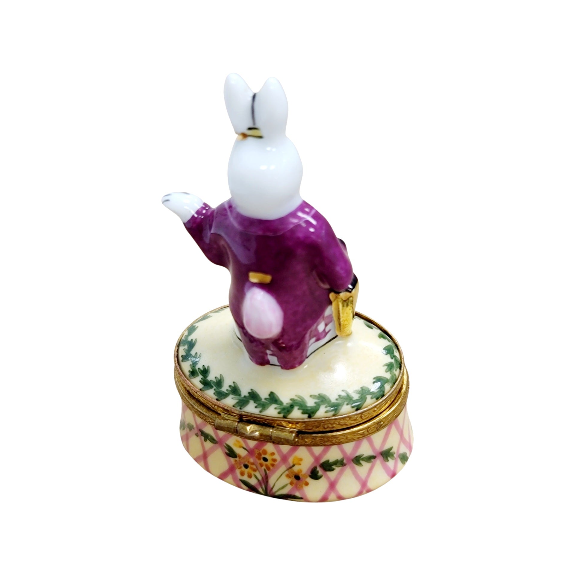 Elegant White Rabbit Figurine Porcelain Limoges rabbit easter French Trinket Box