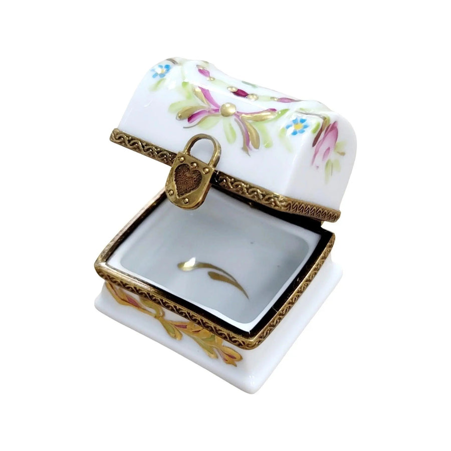 White Rose Adorned Trinket Box Porcelain Limoges furniture French Trinket Box