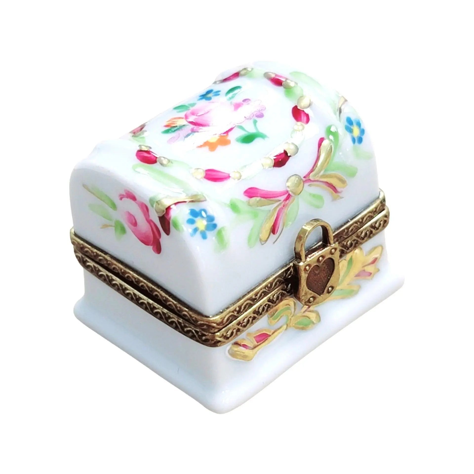 White Rose Adorned Trinket Box Porcelain Limoges furniture French Trinket Box