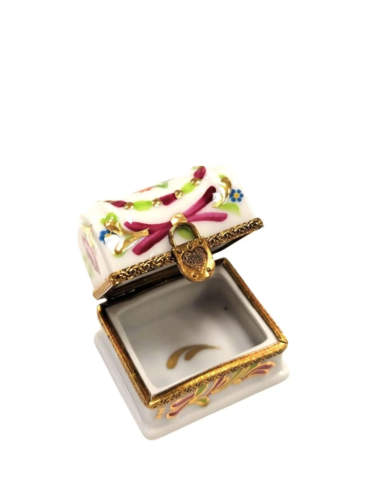 White Rose Adorned Trinket Box Porcelain Limoges furniture French Trinket Box