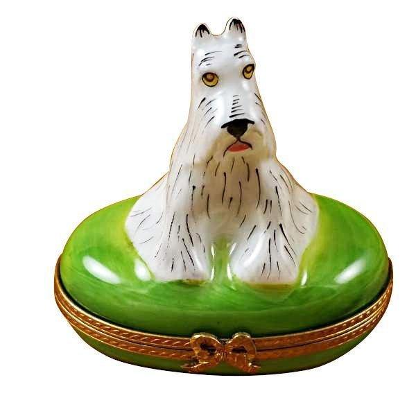 White Schnauzer limoges box Porcelain Limoges French Trinket Box