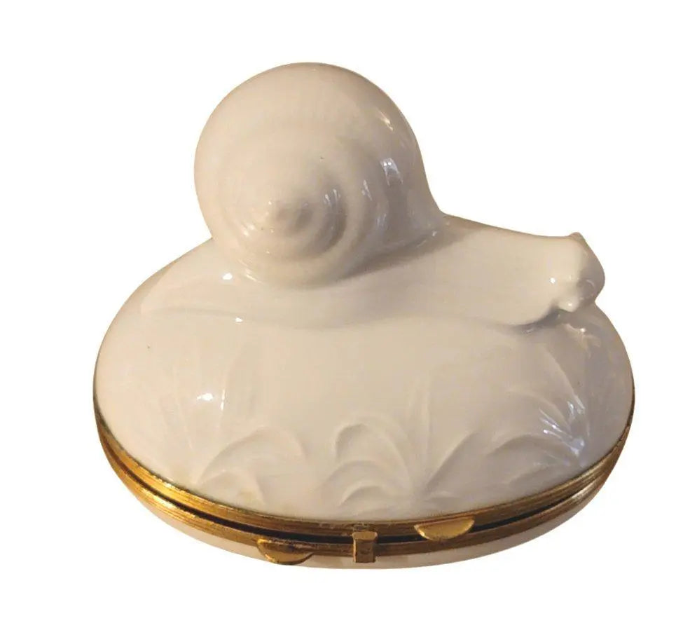 White Snail Limoges Box Figurine Porcelain Limoges Snail ocean beach LIMOGES BOXES French Trinket Box