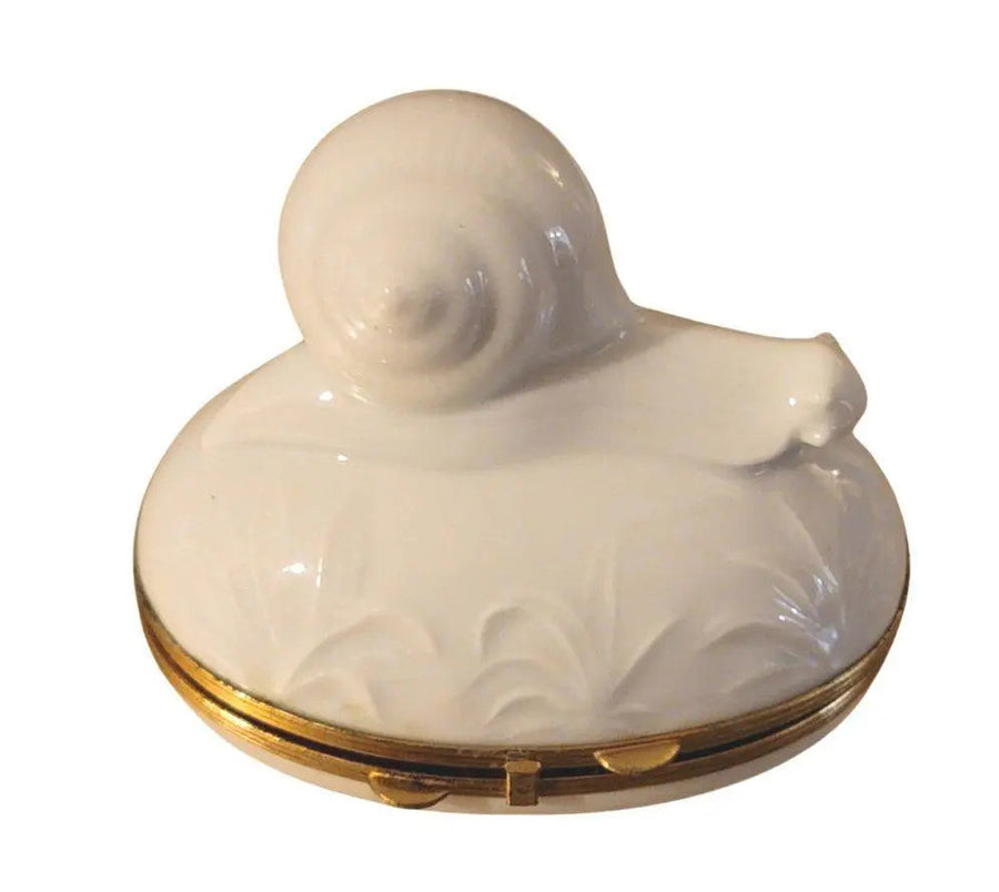 White Snail Limoges Box Figurine Porcelain Limoges Snail ocean beach LIMOGES BOXES French Trinket Box