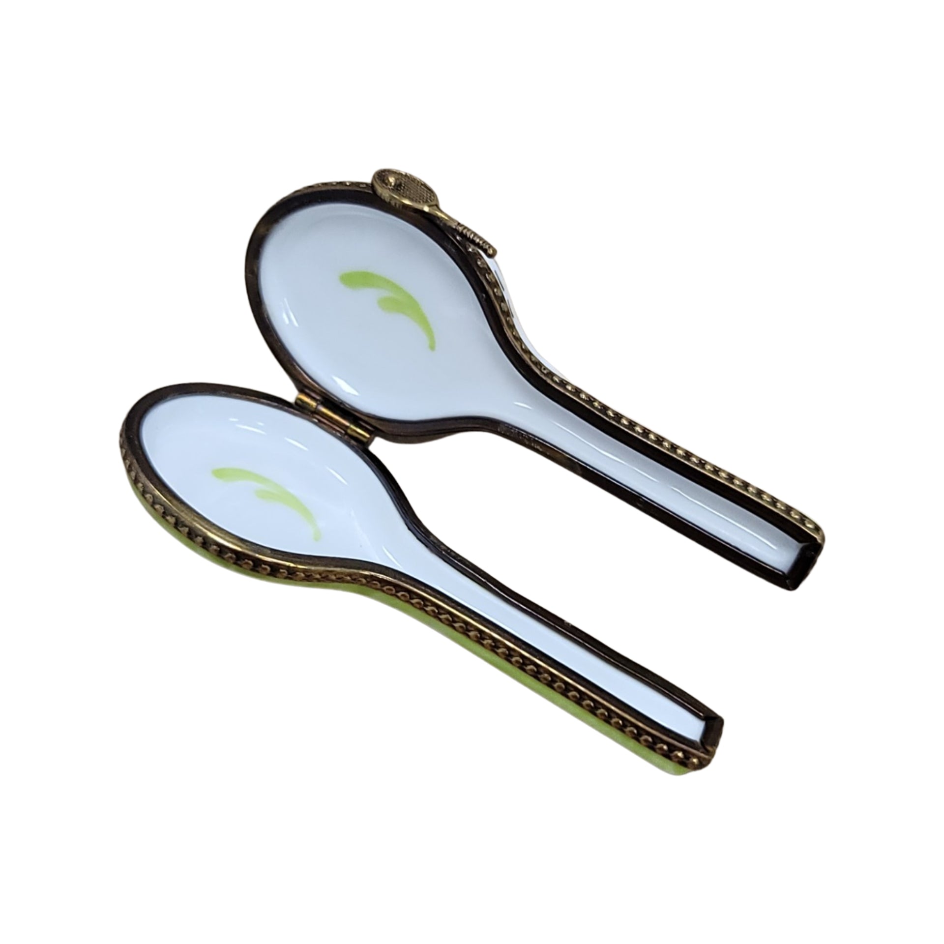 White Tennis Racquet with Balls Porcelain Limoges sports limoges boxes French Trinket Box