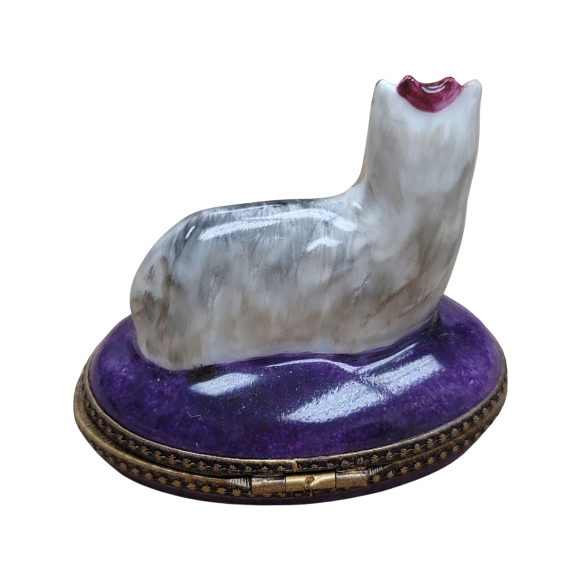 White Yorkshire Terrier Limoges Box Porcelain Limoges dog LIMOGES BOXES French Trinket Box