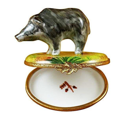 Wild Boar Pig limoges box Porcelain Limoges French Trinket Box