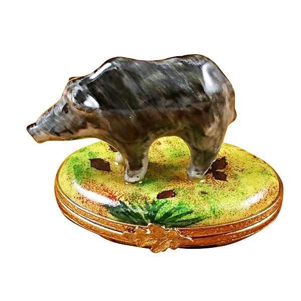Wild Boar Pig limoges box Porcelain Limoges French Trinket Box
