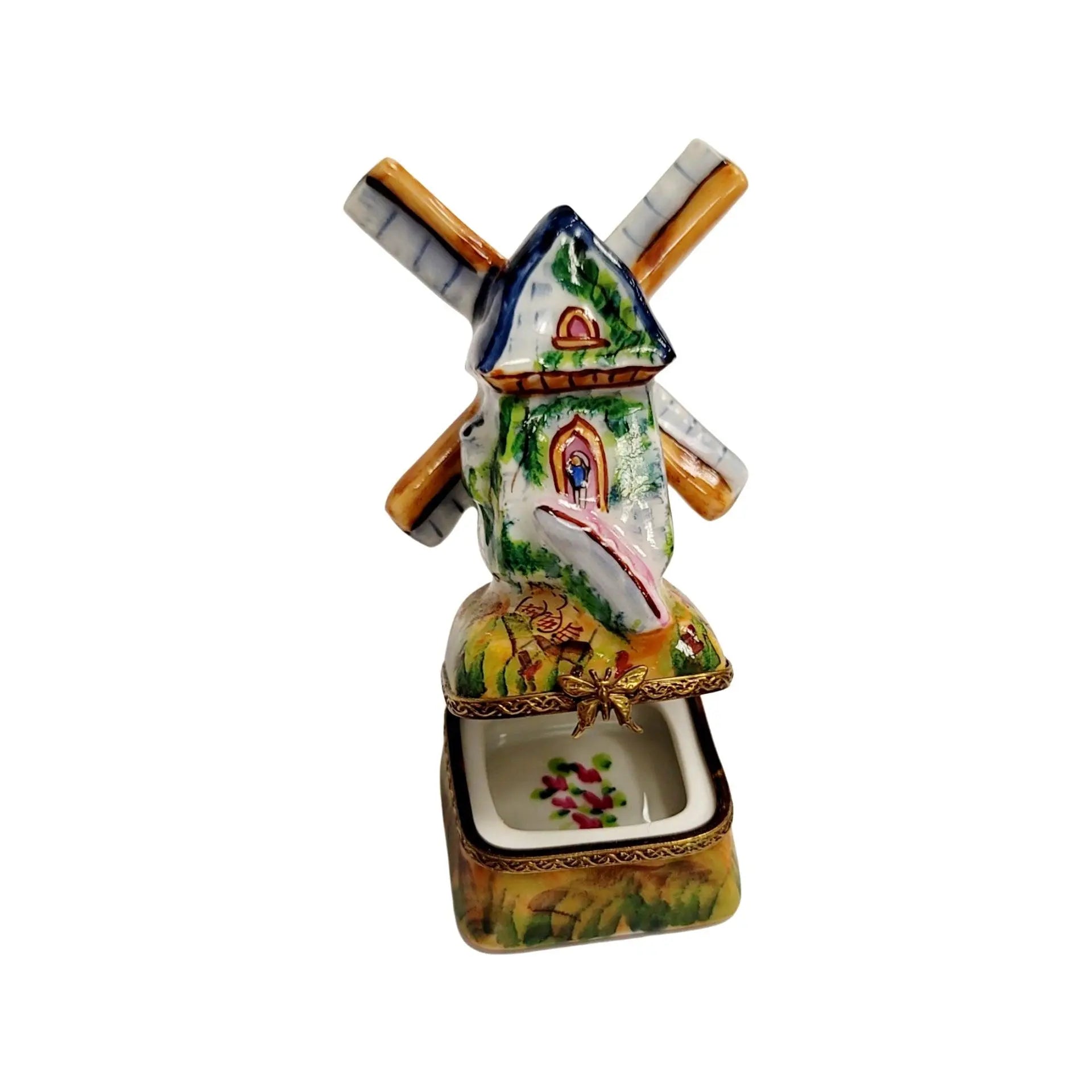 Windmill Delight Porcelain Treasure Porcelain Limoges Beach Ocean World Travel French Trinket Box