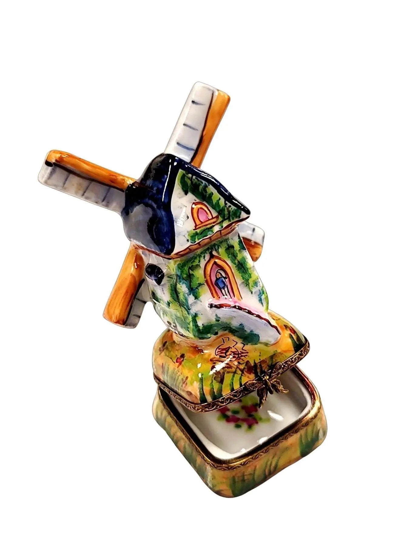 Windmill Delight Porcelain Treasure Porcelain Limoges Beach Ocean World Travel French Trinket Box