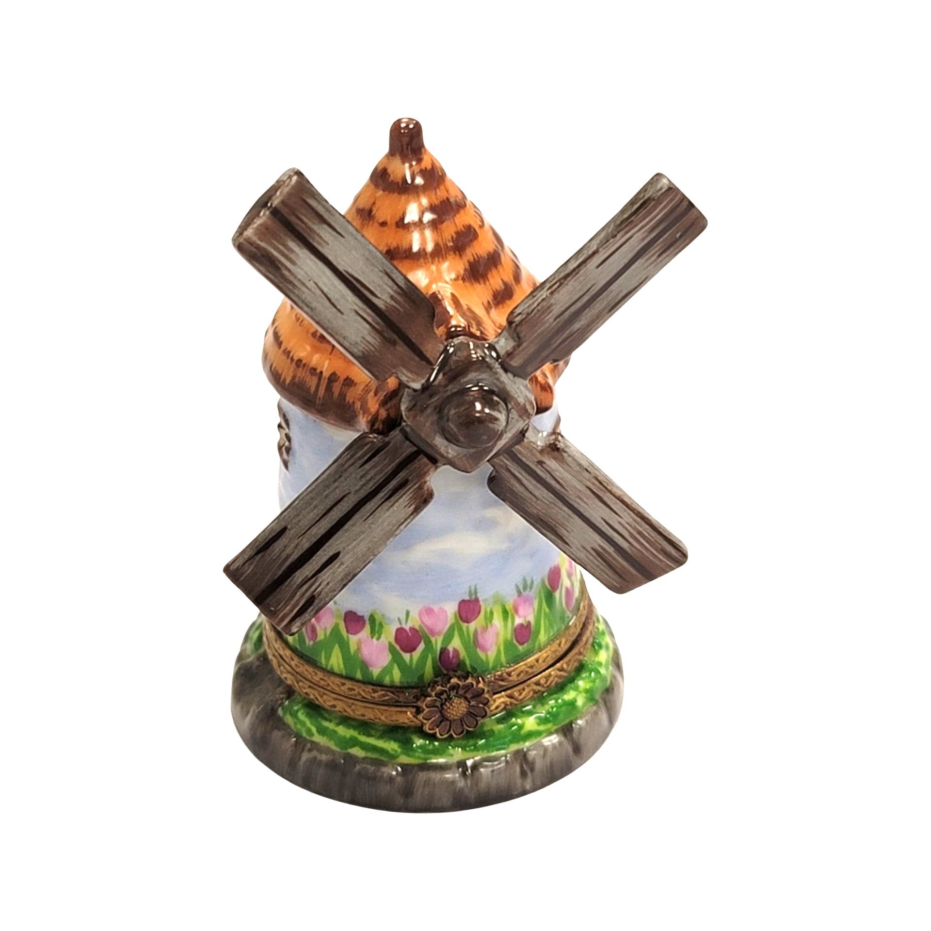 Windmill With Tulip Elegance Porcelain Limoges garden travel LIMOGES BOXES French Trinket Box