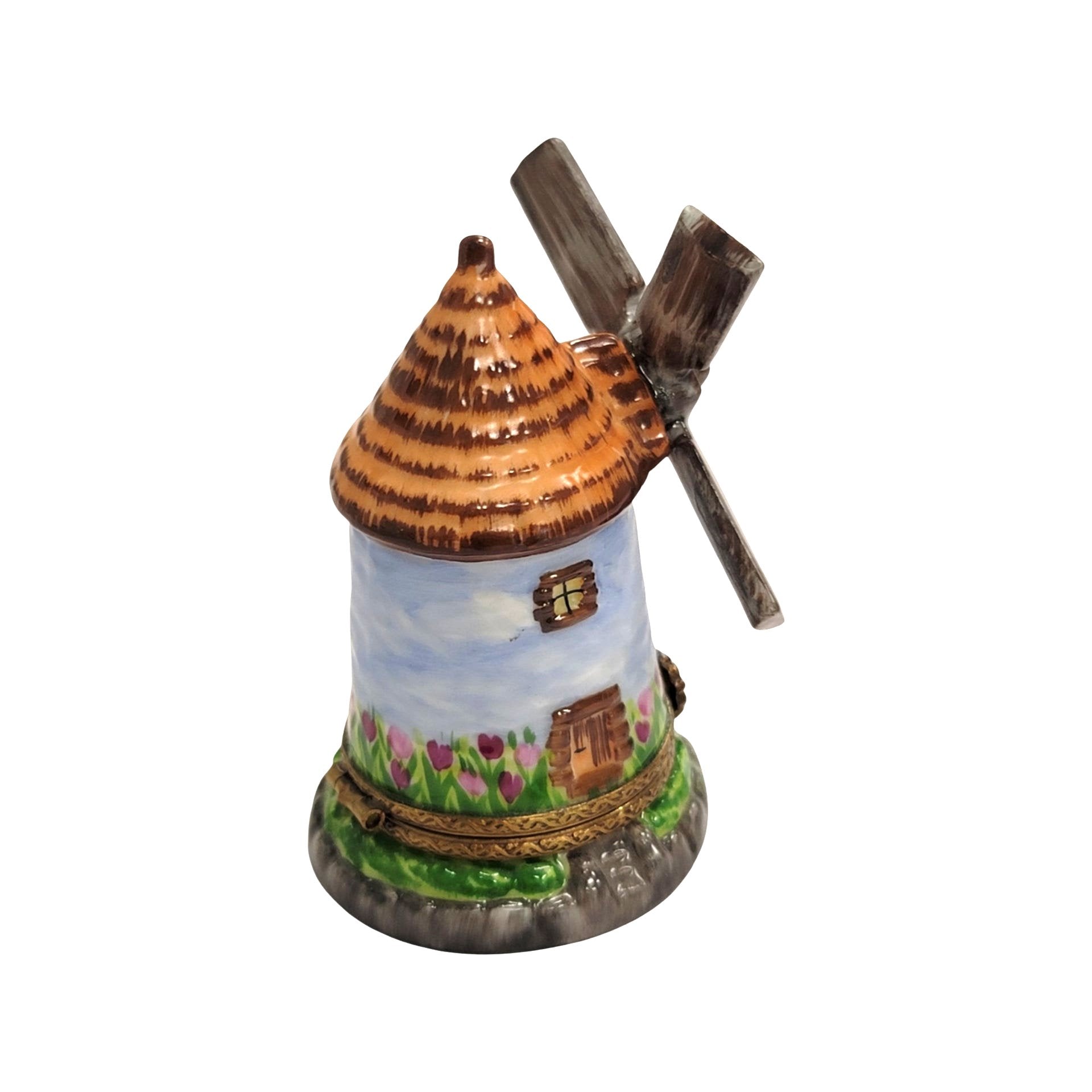 Windmill With Tulip Elegance Porcelain Limoges garden travel LIMOGES BOXES French Trinket Box