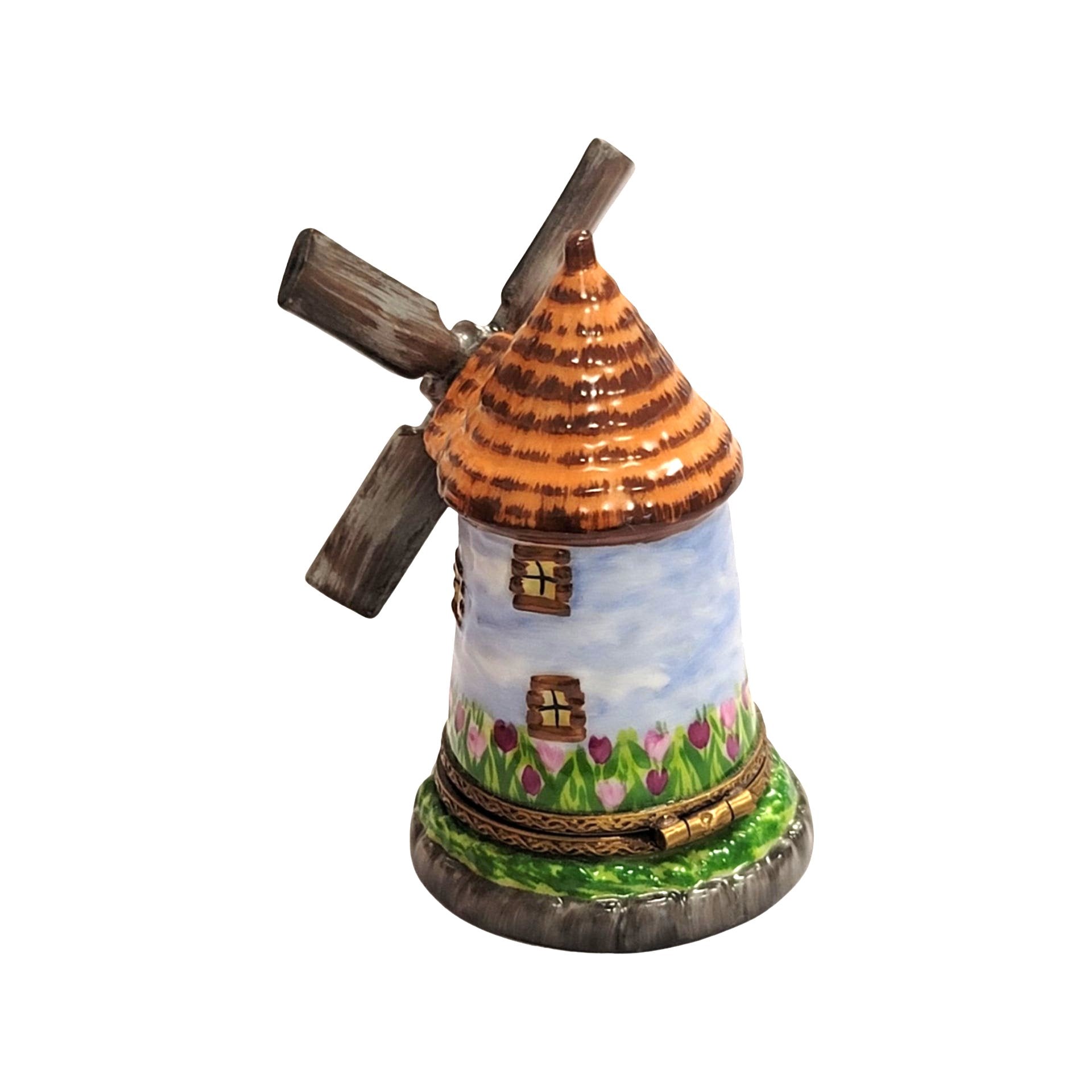 Windmill With Tulip Elegance Porcelain Limoges garden travel LIMOGES BOXES French Trinket Box