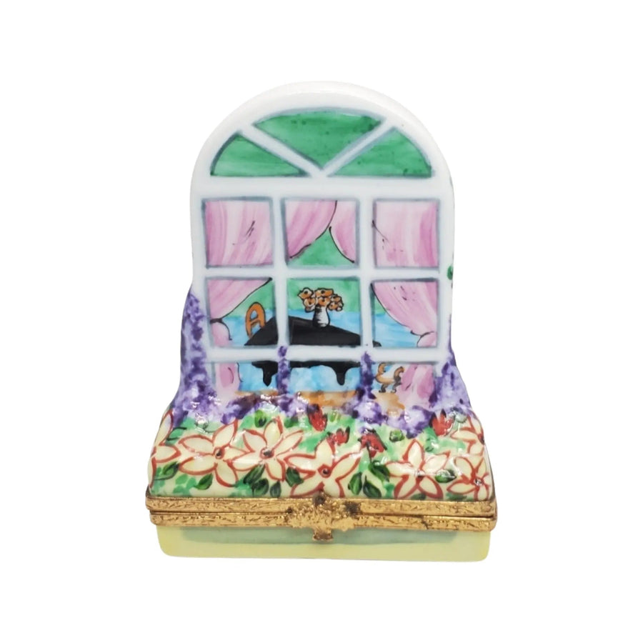 Window w Piano Porcelain Limoges Garden Flowers French Trinket Box