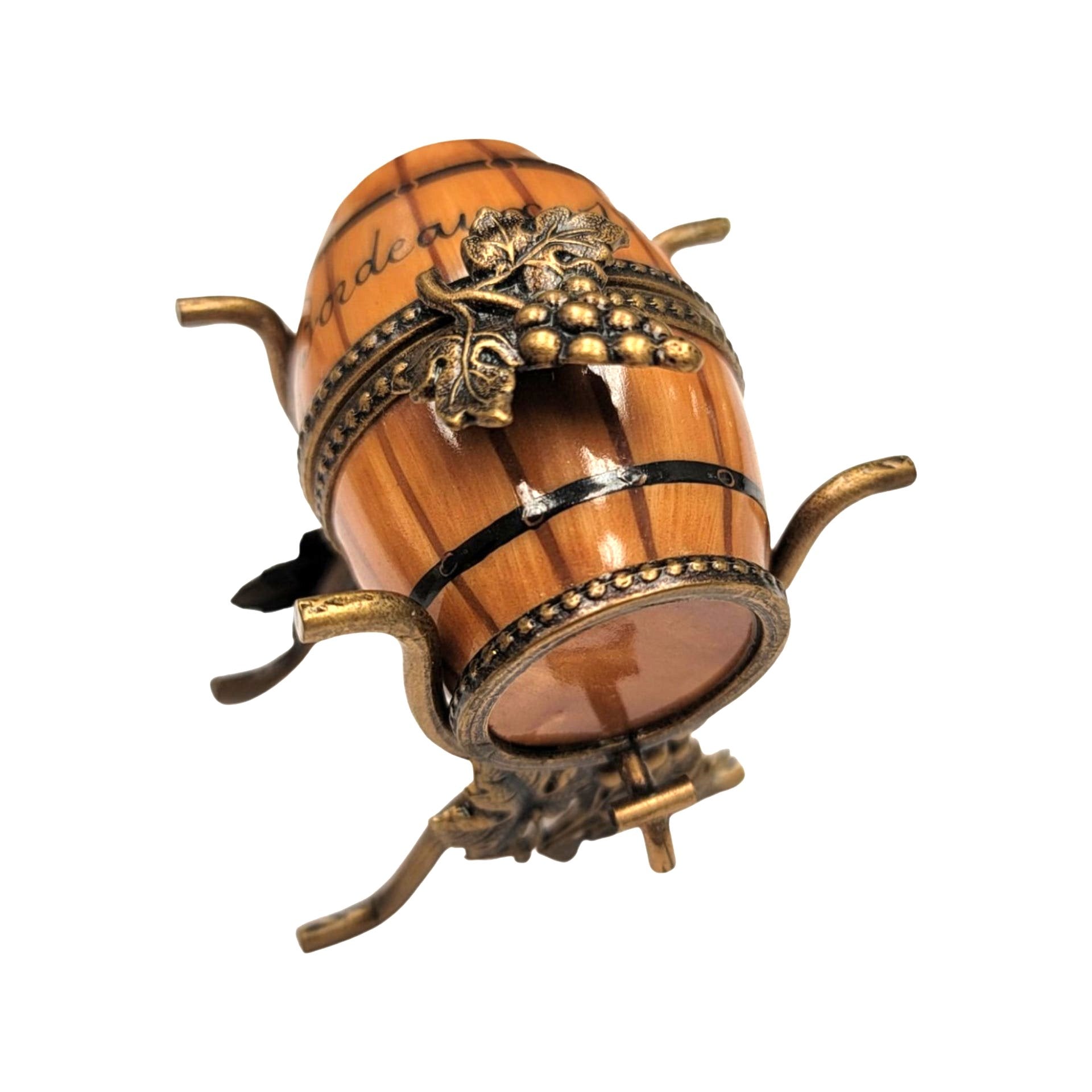 Wine Barrel Limoges Box Figurine Porcelain Limoges spirits champagne wine French Trinket Box