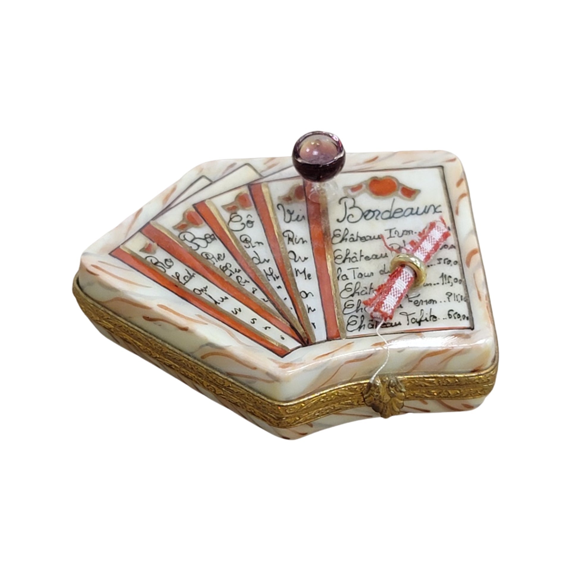 Elegant Wine List Limoges Box Porcelain Limoges wine French Trinket Box