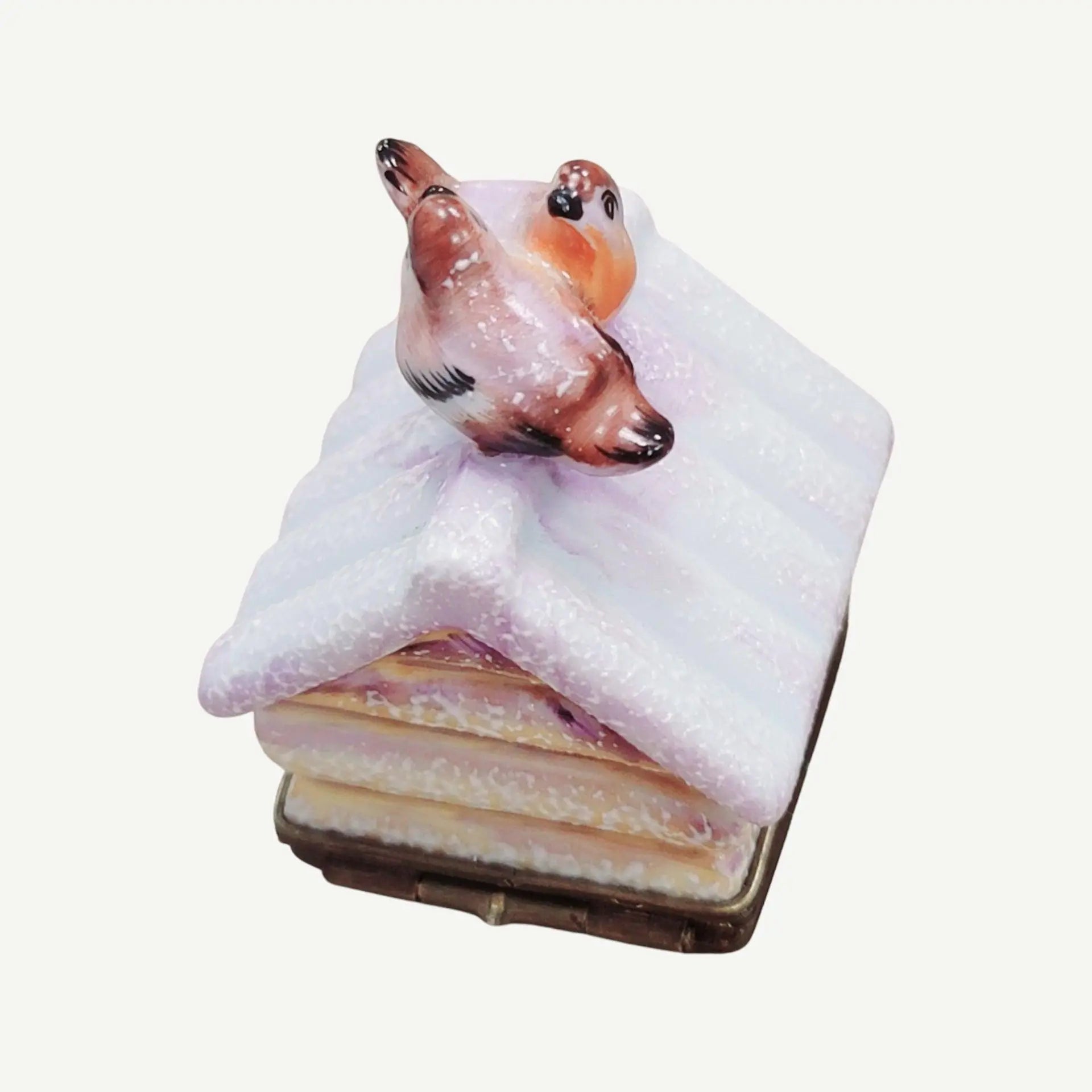 Winter Birdhouse with Eggs Porcelain Limoges bird garden French Trinket Box