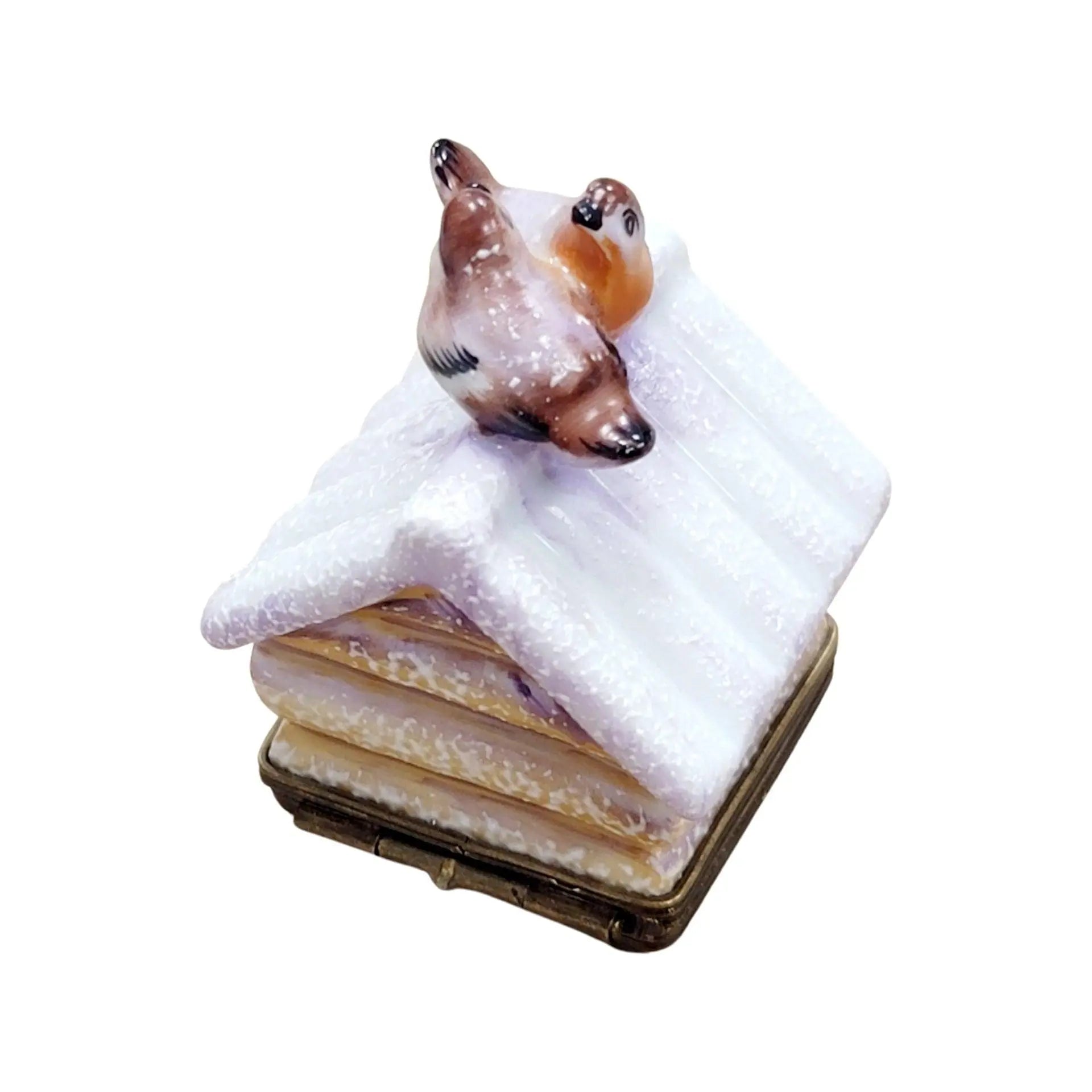 Winter Birdhouse with Eggs Porcelain Limoges bird garden French Trinket Box