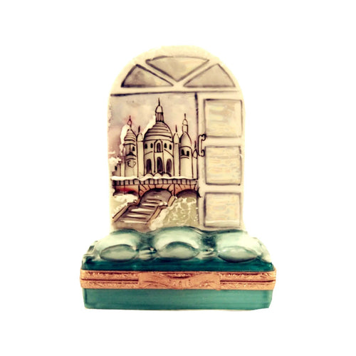 Winter Window Of Sacre Coeur Church Porcelain Limoges Garden Flowers religion france French Trinket Box
