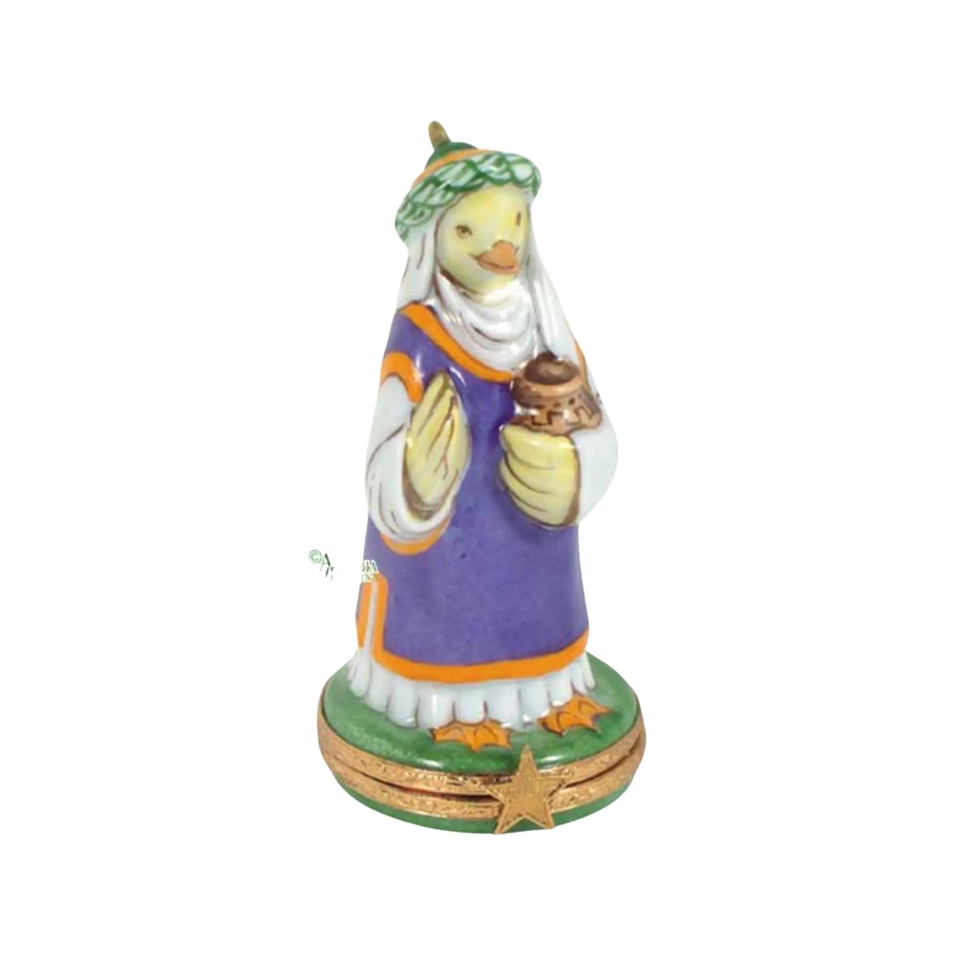 Wiseman : Duck Porcelain Limoges nativity French Trinket Box