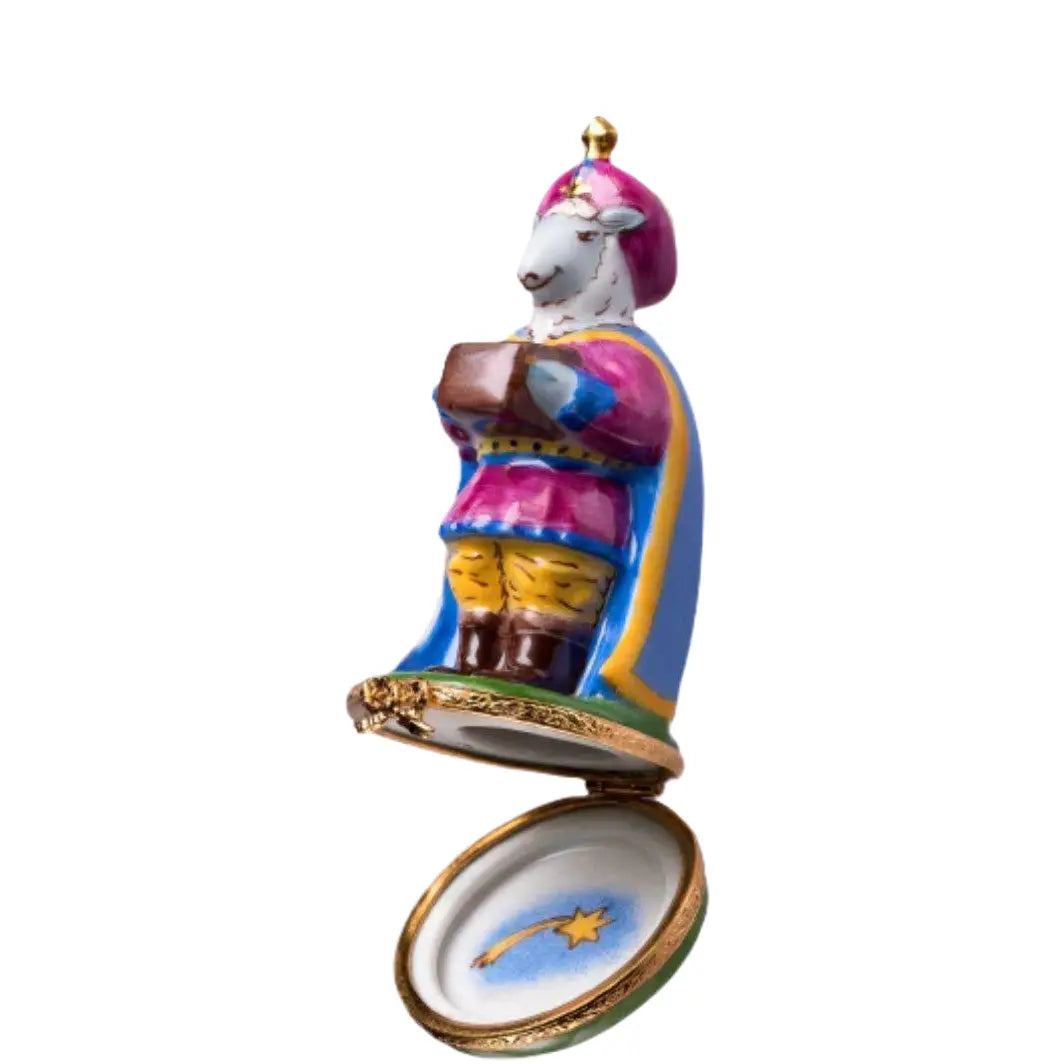 Wiseman: Sheep Porcelain Limoges nativity French Trinket Box